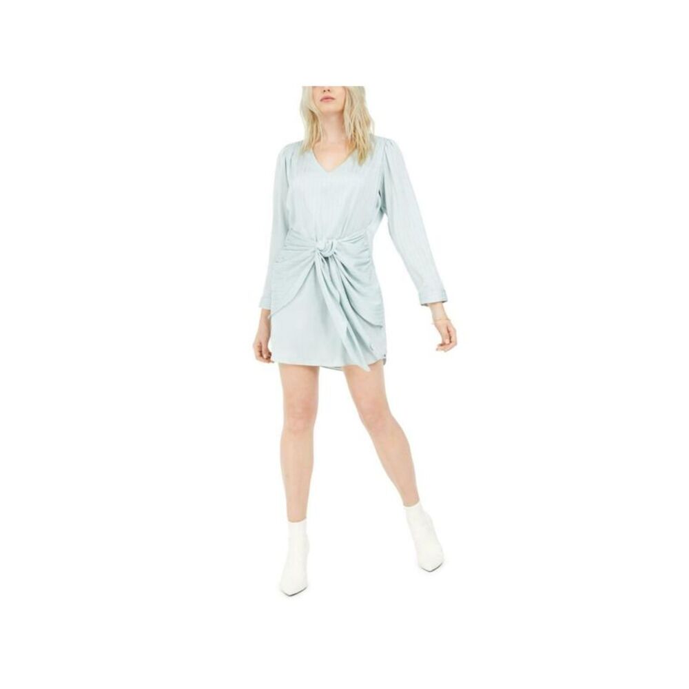 LEYDEN Womens Shift Short Dress Long Sleeve V Neck